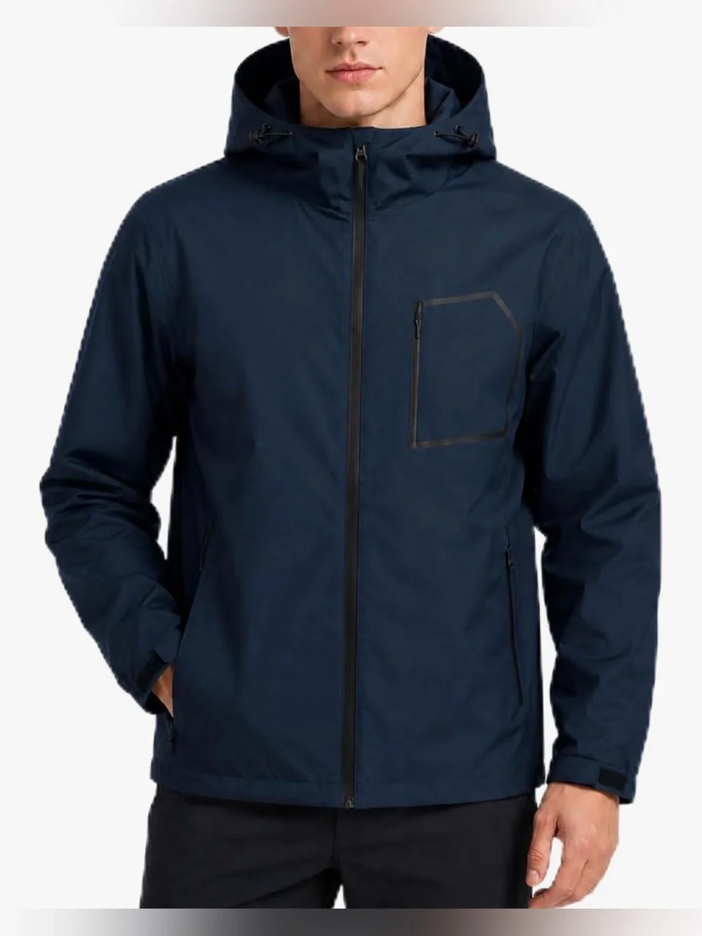 Mens (L) Lightweight Hooded Windbreaker Waterproof Rain Jacket Hiking